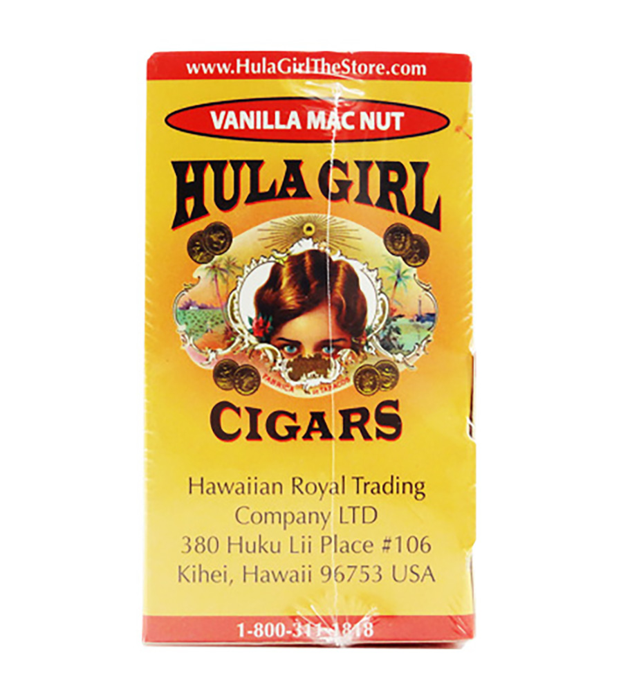 BOX OF 20 - 3 PACK HULA GIRL FLAVORED SMALL CIGARS - Vanilla Mac Nut 