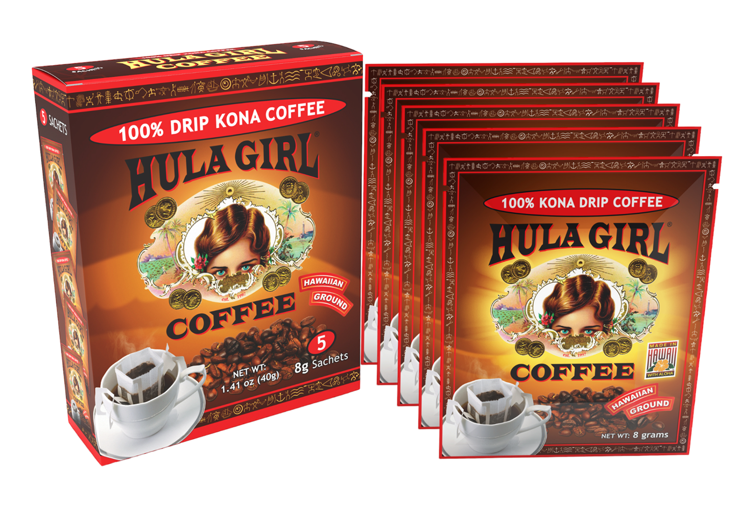 HULA GIRL KONA DRIP COFFEE - 100% Kona Coffee