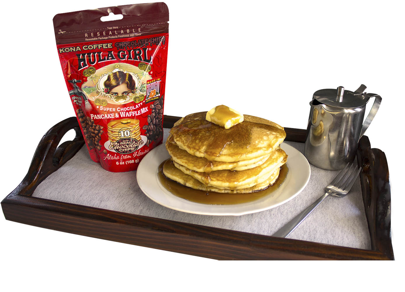 HULA GIRL KONA COFFEE CHOCOLATE CHIPS PANCAKE AND WAFFLE MIX