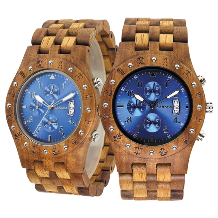 WOODEN WATCH MADE WITH ASIAN KOA WOOD AND ASIAN MANGO WOOD WATCH # 11A-BLF