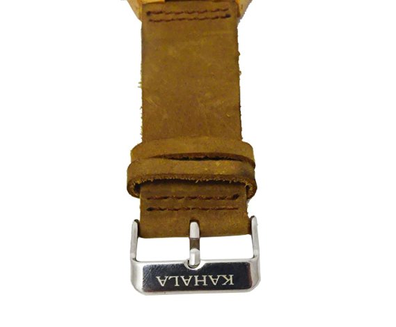 HANDMADE WOODEN LADY WATCH MADE WITH NATURAL BAMBOO WOOD IN BROWN COWHIDE LEATHER STRAP KAHALA #25B (HGW-25B39)