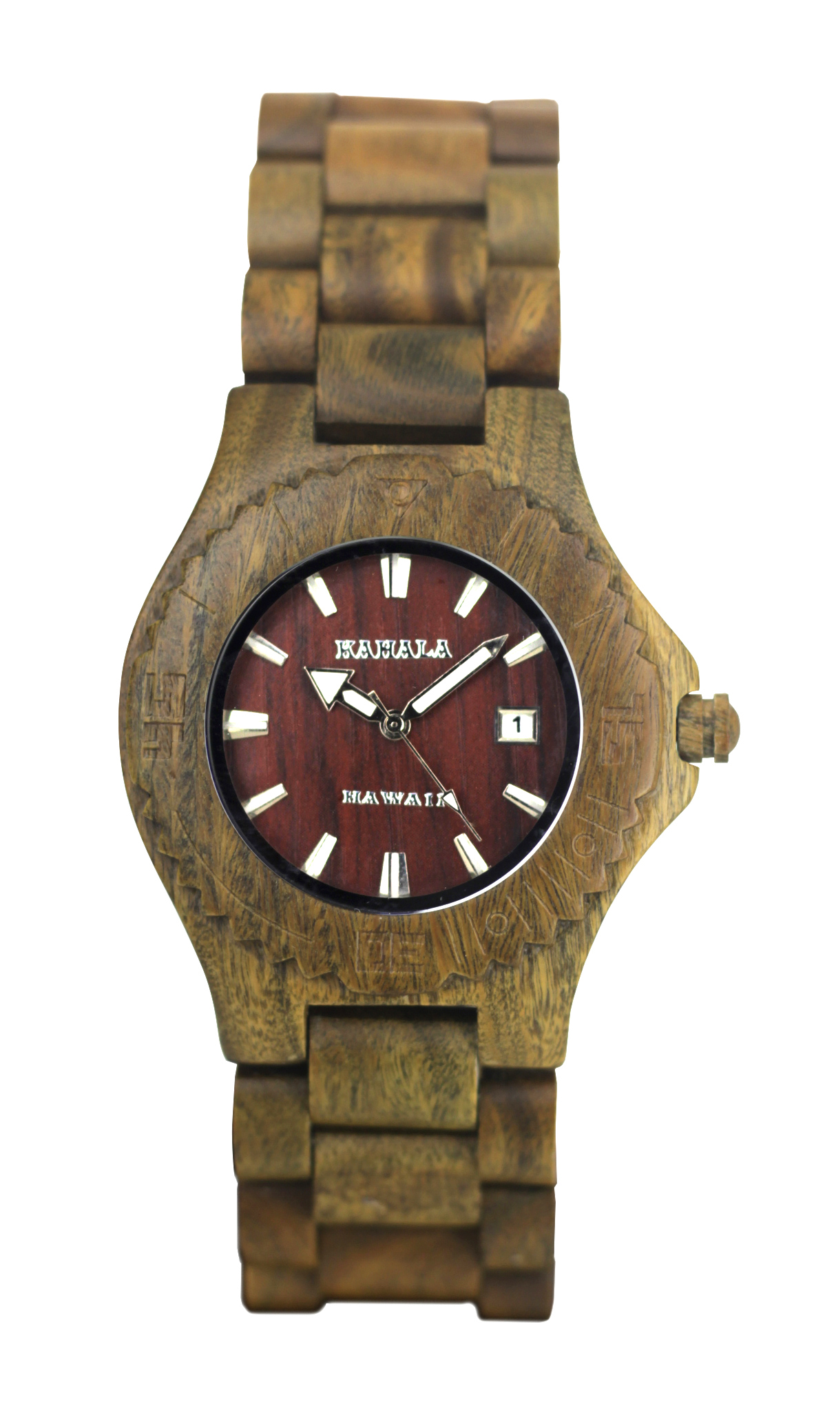 HANDMADE WOODEN WATCH MADE WITH RED SANDALWOOD - KAHALA #69T 