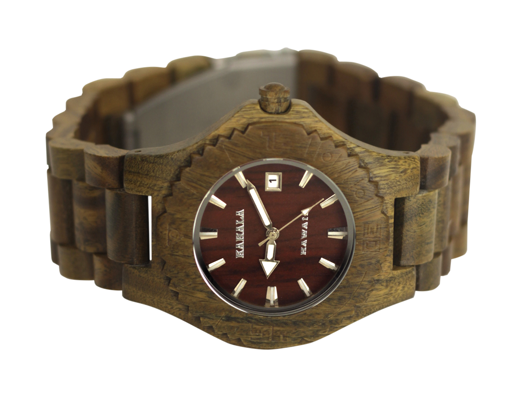 HANDMADE WOODEN WATCH MADE WITH RED SANDALWOOD - KAHALA #69T 