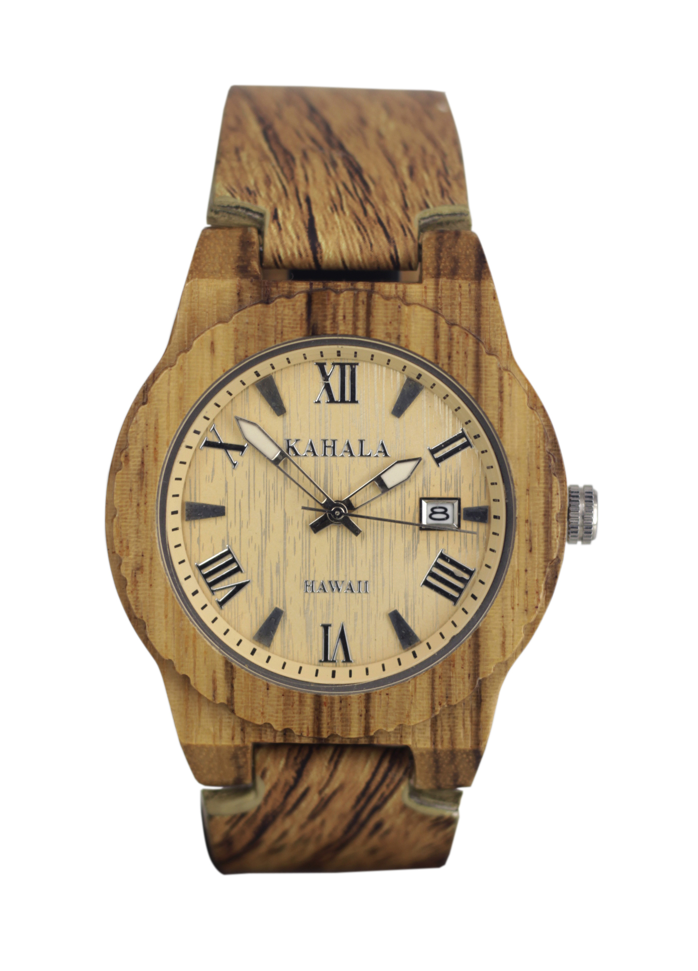 WOOD WATCH WITH LEATHER STRAP KAHALA #63