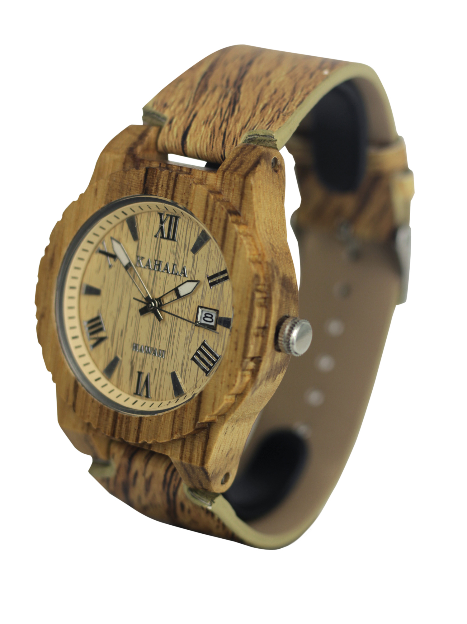 WOOD WATCH WITH LEATHER STRAP KAHALA #63