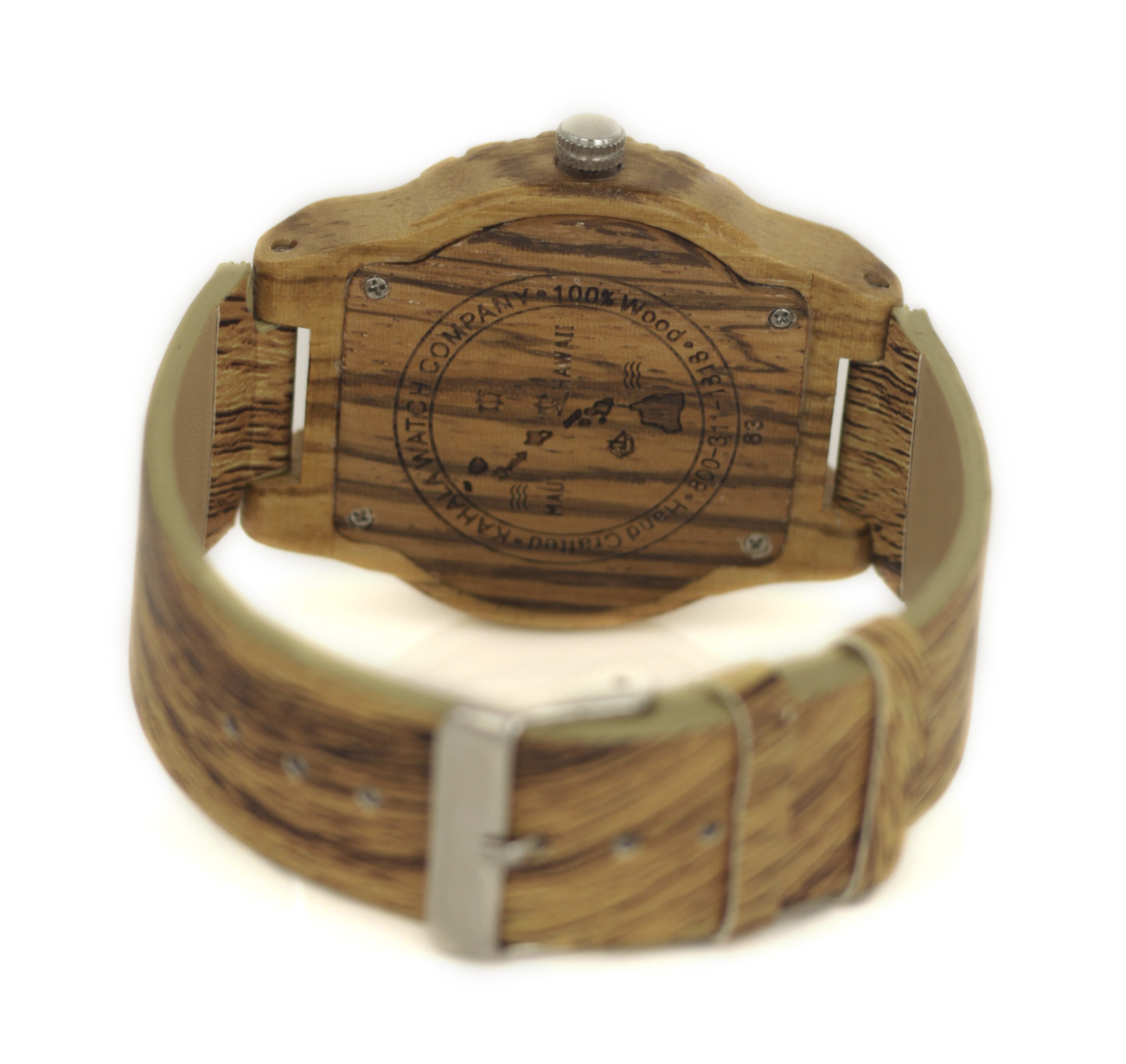 WOOD WATCH WITH LEATHER STRAP KAHALA #63