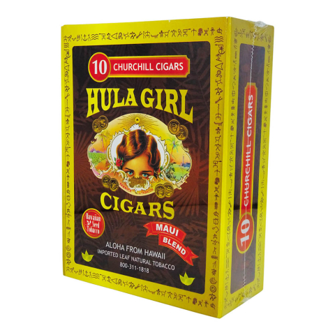 HULAGIRL BOX OF 10 PREMIUM TOBACCO, MAUI BLEND, CHURCHILL