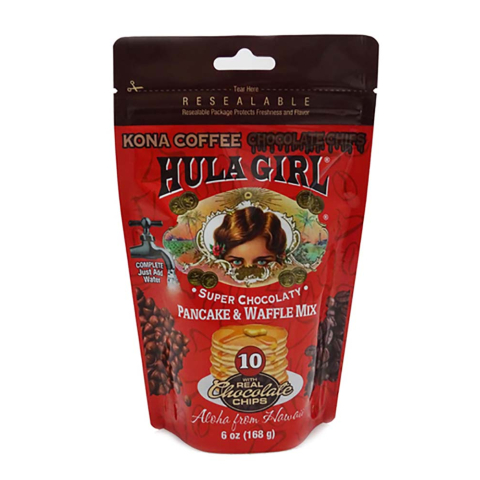 HULA GIRL KONA COFFEE CHOCOLATE CHIPS PANCAKE AND WAFFLE MIX