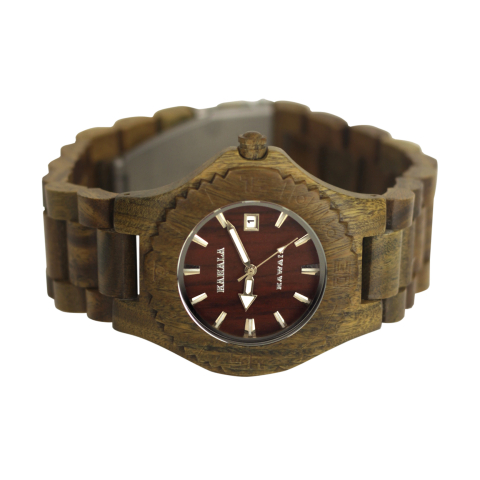 HANDMADE WOODEN WATCH MADE WITH RED SANDALWOOD - KAHALA #69T 