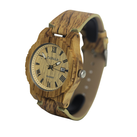 WOOD WATCH WITH LEATHER STRAP KAHALA #63