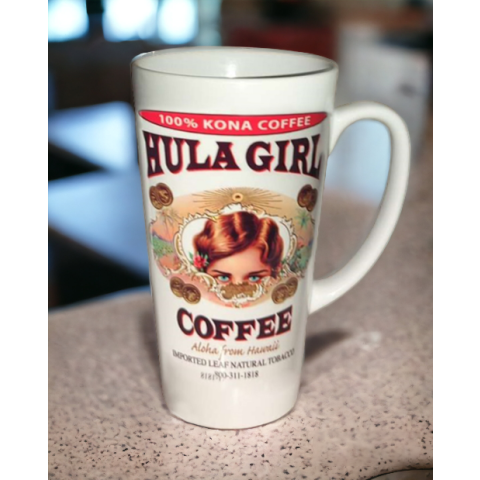 HULA GIRL COFFEE LATTE MUG WHITE 17oz